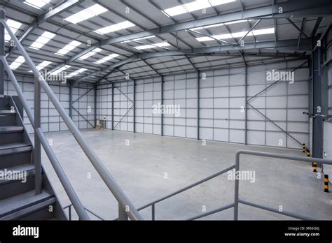 warehouse interior new build modern construction. Warehousing steel ...