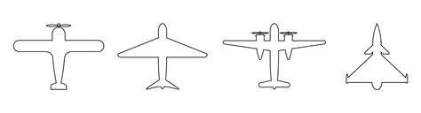 Top view of line plane icon set. Vector illustration isolated on white ...