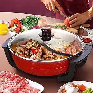 Amazon De KOLHGNSE 1300W 6L Twin Hot Pot Pot Med Lock Hotpot Elektrisk