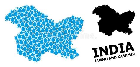 Vector Collage Map Of Jammu And Kashmir State Of Water Tears And Solid Map Stock Vector