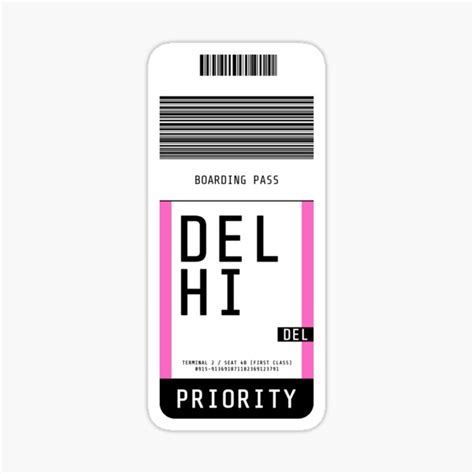 Delhi Boarding Pass Del Pink Sticker For Sale By Lukassfr Redbubble