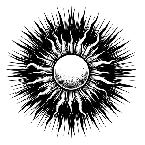 Black and White Illustration of the sun 43619225 Vector Art at Vecteezy