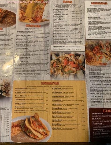 Menu at La Hacienda Mexican Restaurant, Collierville, 255 New Byhalia ...