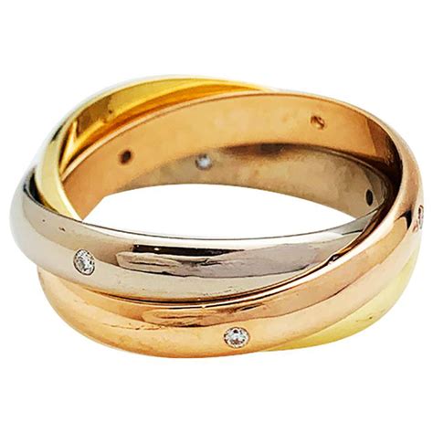 Love Cartier Ring Trinity 3 Gold And Diamonds White Gold Yellow Gold