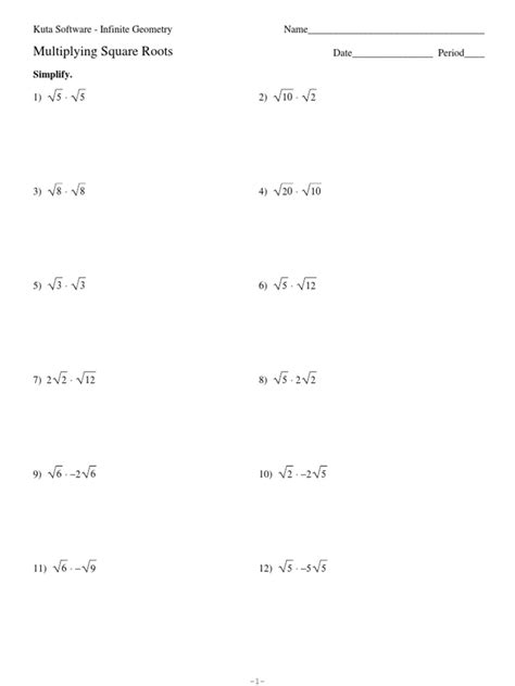 1-Multiplying Square Roots PDF | PDF | Weather