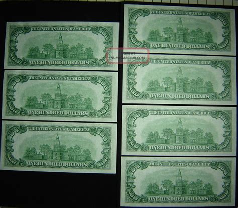 Rare 7 1934 100 Dollar Bill Federal In Sequential Order Storage For 78