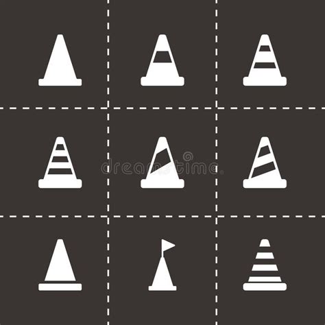 Vector Black Traffic Cone Icon Set Stock Vector Illustration Of Street Safety 51235820