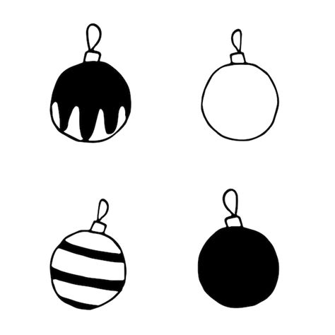 Premium Vector Doodle Set With Christmas Balls Black And White