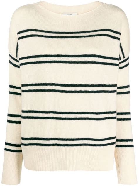 Vince Stripe Print Boat Neck Jumper Farfetch