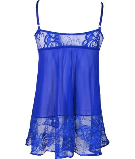 Blue Babydoll Sexy Sheer Lace Lingerie With Satin Trim Discreet Tiger