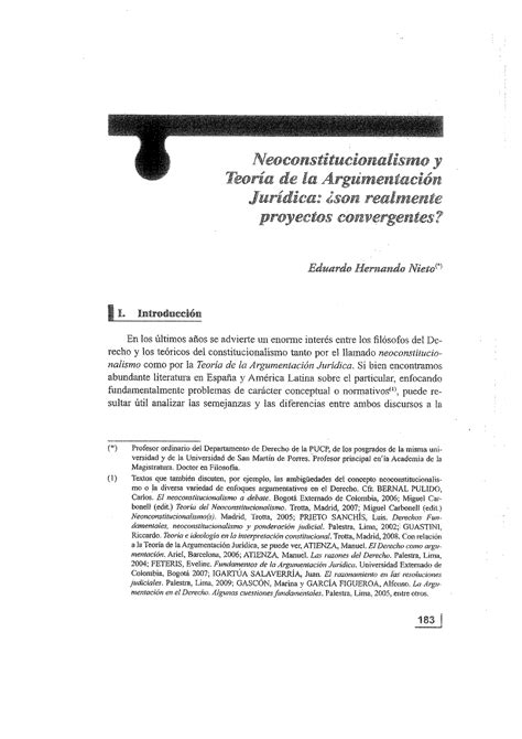 Lectura I Neoconstituc Y Teoria De La Argumentac Jca Ehernando Nieto