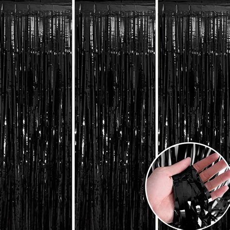 Kirikou Pack Of Black Foil Fringe Curtains Backdrop Party Decoration