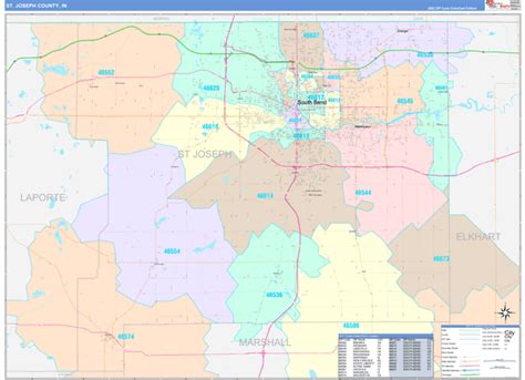 St Joseph County In Wall Map Color Cast Style By Marketmaps Mapsales