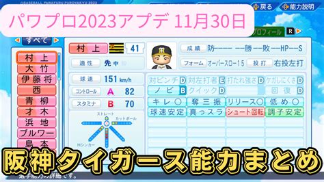 【阪神アプデ最終版】パワプロ2023能力まとめ！！ アルパカタイム【栄冠ナイン】