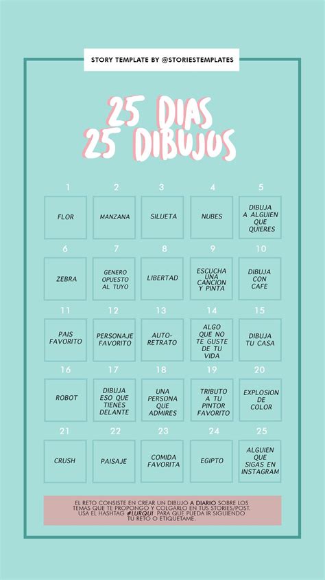 Plantilla reto 25 días 25 dibujos Crea un dibujo a diario y recuerda