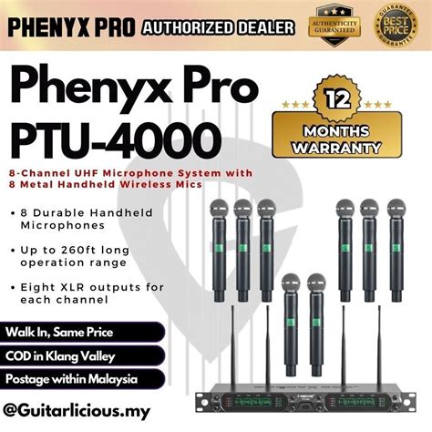 Phenyx Pro Ptu Wireless Microphone System Channel With X Uhf