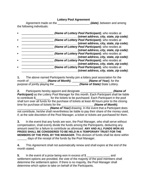 Lottery Pool Contract Fill Out Sign Online DocHub