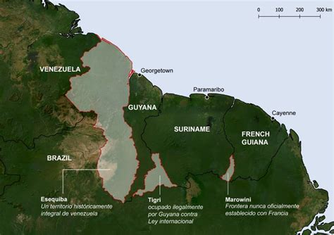 Reas En Disputa Entre Venezuela Guyana Surinam Y Guayana Francesa