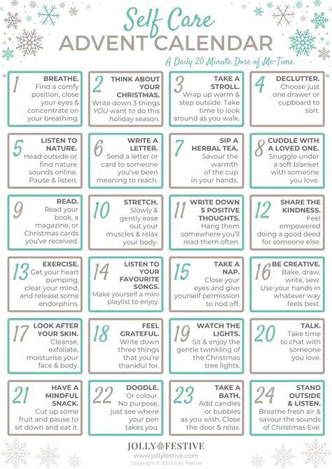 Mindfulness Advent Calendar Self Care For A Calm Christmas Jolly Festive