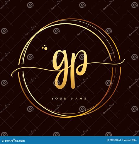 GP Initial Handwriting Logo Golden Color Hand Lettering Initials Logo