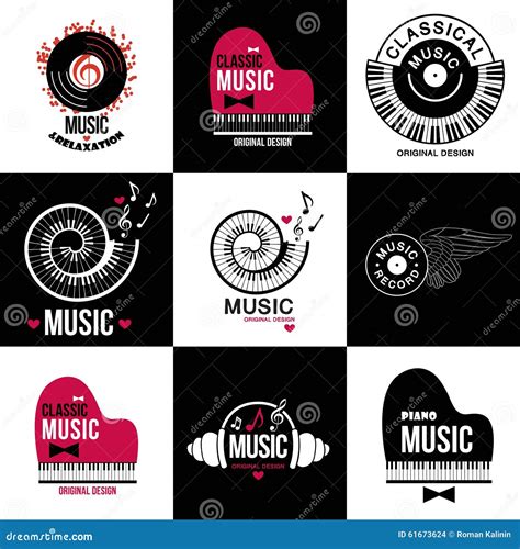 Set Collection Of Music Logos And Emblems Stock Vector Illustration