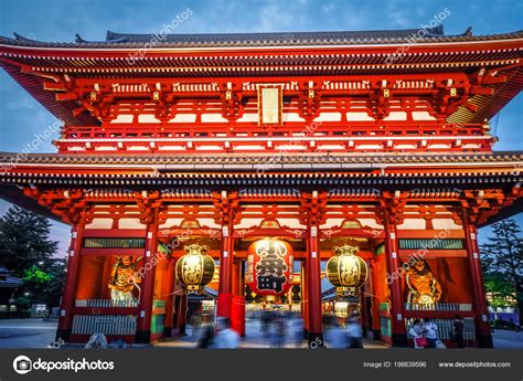 Kaminarimon Gate Lantern Night Senso Temple Tokyo Japan – Stock Editorial Photo © daboost #198639596