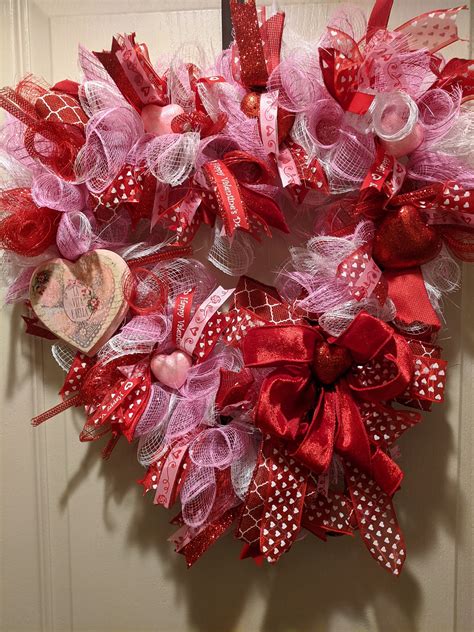 Heart Shaped Valentine S Wreath Front Door Wreath Etsy