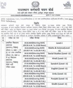 Rajasthan Rd Grade Teacher Exam Date Reet Main Exam