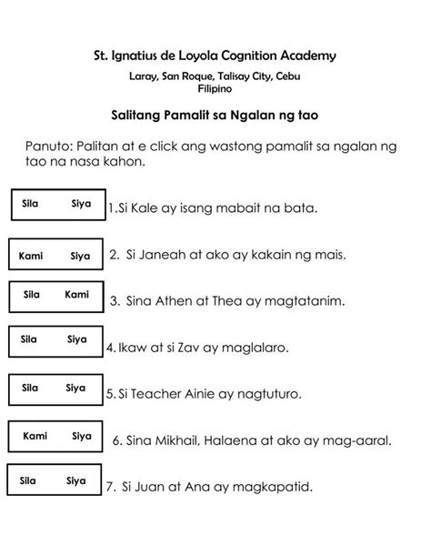 Pagsasanay 2 1 Worksheet Worksheets Workbook School Subjects