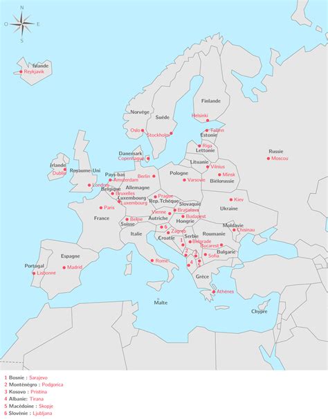 Carte Europe Carte De Lunion Europeenne Avec Les Capitales Et Les Pays