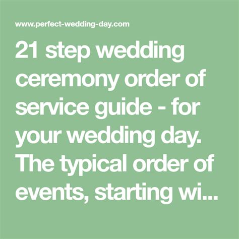 21 Step Wedding Ceremony Order Of Service Guide For Your Wedding Day The Typical Order Of