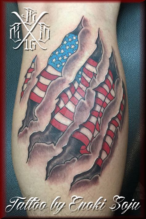 Skin Rip American Flag Tattoo By Enoki Soju By Enokisoju On Deviantart