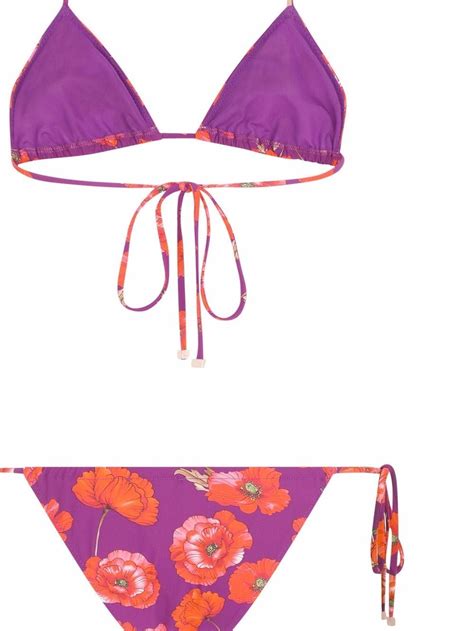 Dolce Gabbana Poppy Print Triangle Bikini Farfetch