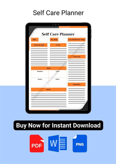 Self Care Planner Printable Template In Pdf And Word