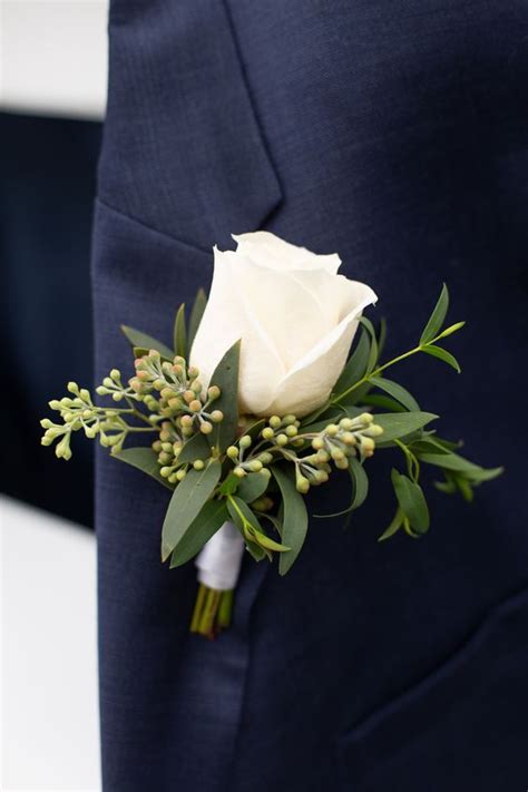 White Rose Boutonniere VIP Floral Designs