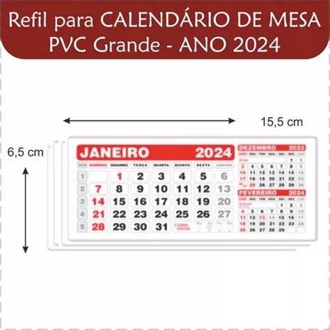 100 Refil Para Calendário De Mesa Pvc Grande Ano 2024 MercadoLivre