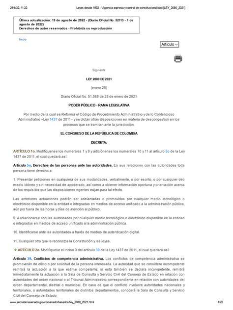 Leyes Desde 1992 Vigencia Expresa Y Control De Constitucionalidad Ley20802021 Pdf