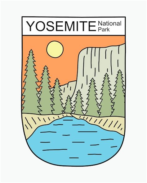 Premium Vector El Capitan Yosemite National Park Flat Mono Line