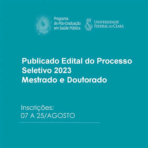 Publicado Edital Referente Ao Processo Seletivo Mestrado E