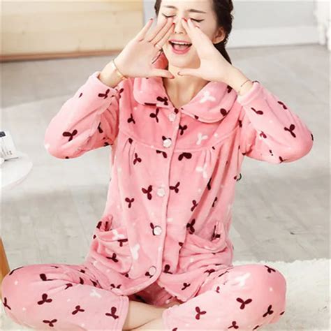 Buy Soft Thick Coral Fleece Women Pajamas Winter