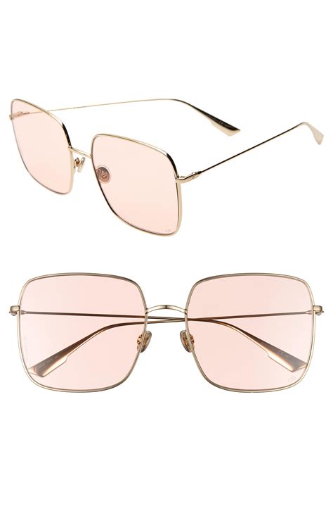 Dior Stellaire 59mm Square Sunglasses In Gold Peach Metallic Lyst