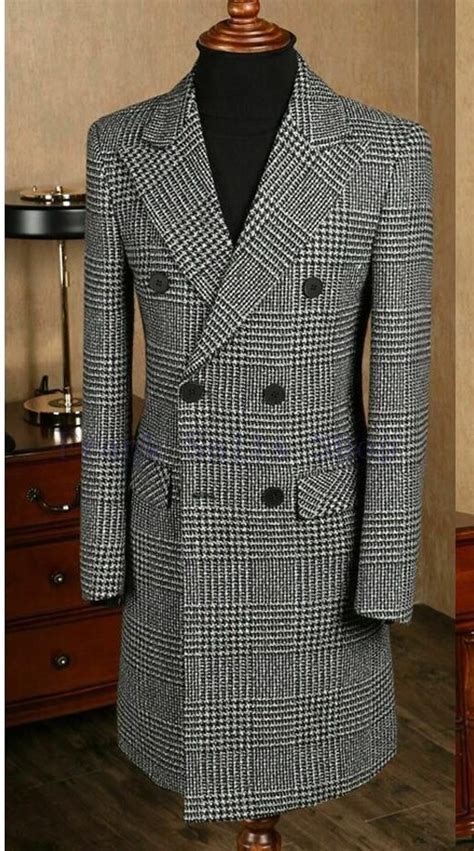 Houndstooth Tweed Coat For Men Men S Coats LeStyleParfait Mens