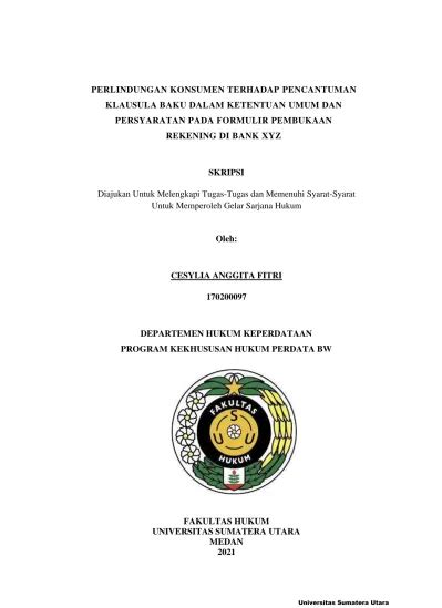 Perlindungan Konsumen Terhadap Pencantuman Klausula Baku Dalam