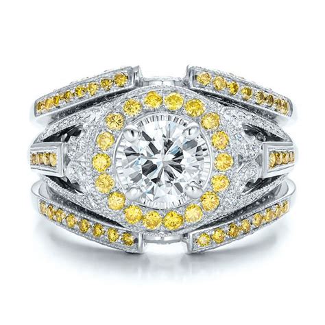 18k Gold And Platinum Custom Two Tone Yellow And White Diamond Engagement Ring 100640 Seattle