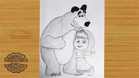 How To Draw Masha And The Bear Step By Step Very Easy Pencil Sketch Drawing Masha And The