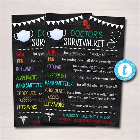 Doctor Survival Kit T Tags National Doctors Day Medical Staff Appreciation Week Thank You