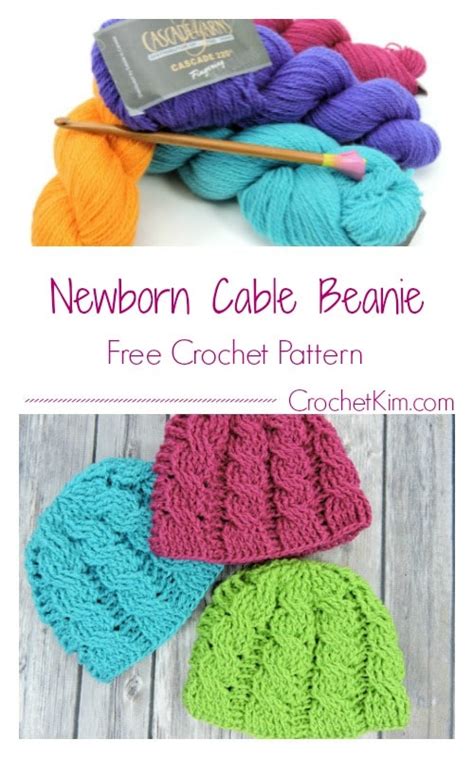 Newborn Cable Beanie Free Crochet Pattern Crochetkim