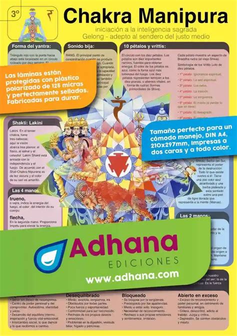 LÁMINA DE CHAKRA MANIPURA Adhana Láminas y póster educativos para