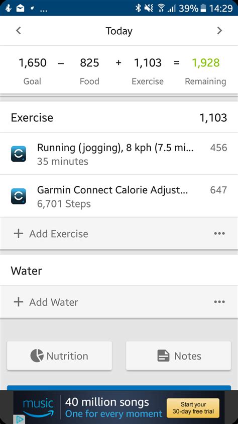 Garmin Connect Steps And Exercise Calories Myfitnesspal