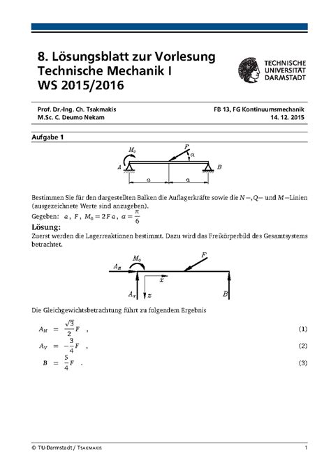 Tm L Bung Inkl L Sung L Sungsblatt Zur Vorlesung Technische